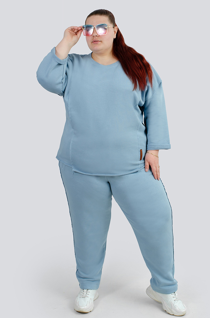 Стильний трикотажний прогулянковий костюм великих розмірів