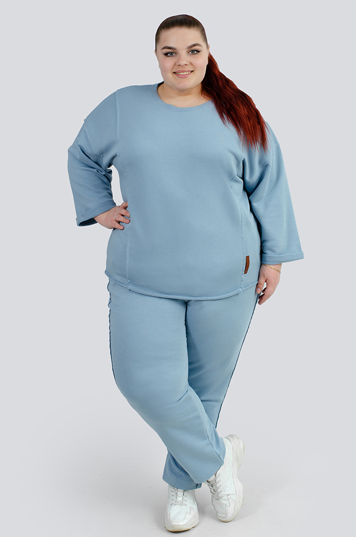 Стильний трикотажний прогулянковий костюм великих розмірів
