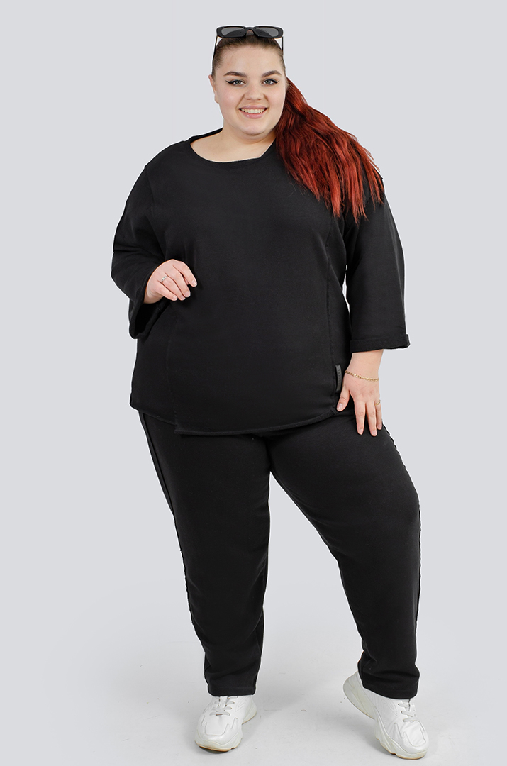 Стильний трикотажний прогулянковий костюм великих розмірів