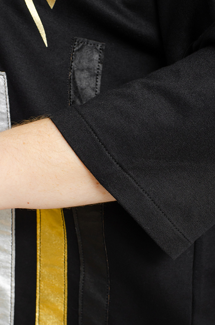 Черный костюм - брюки с золотисто-серебряным декором больших размеров