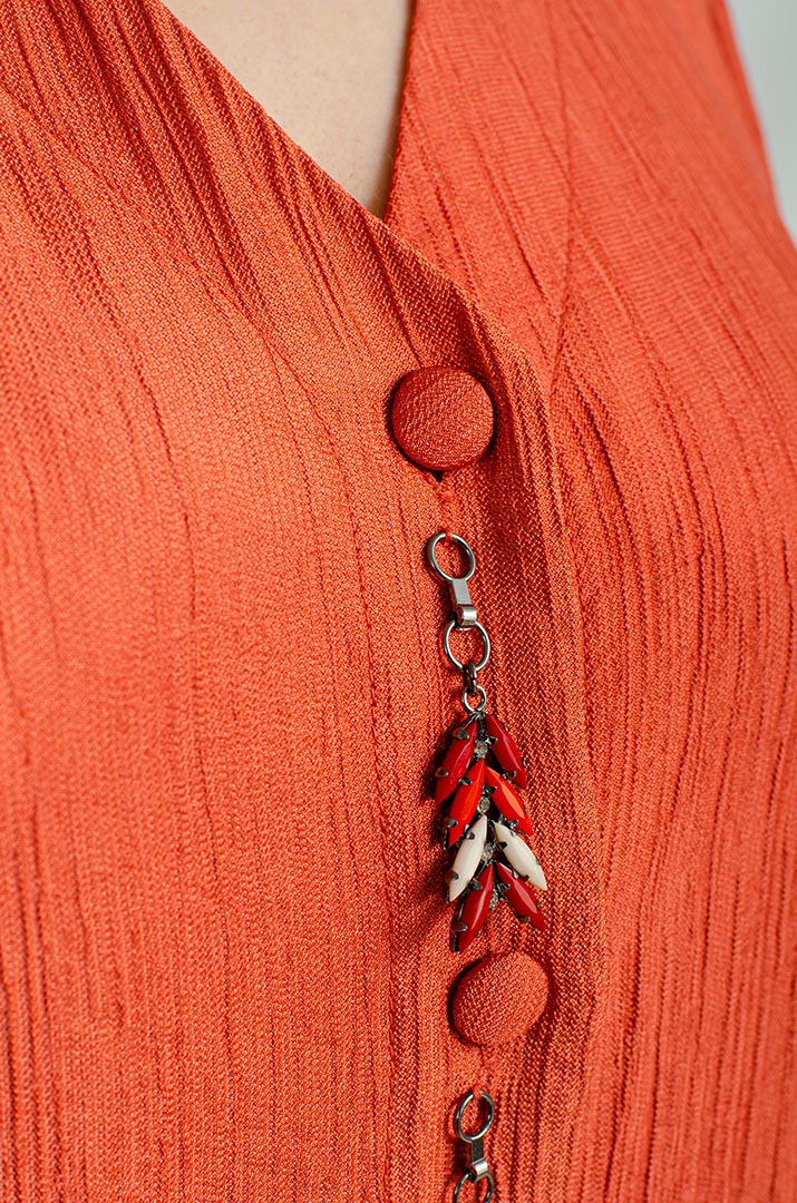 Костюм-брюки жатка з двома прикрасами великих розмірів