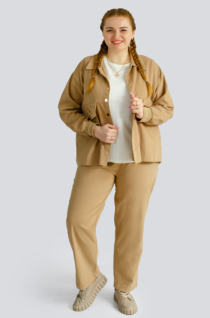 Джинсовый костюм-тройка больших размеров