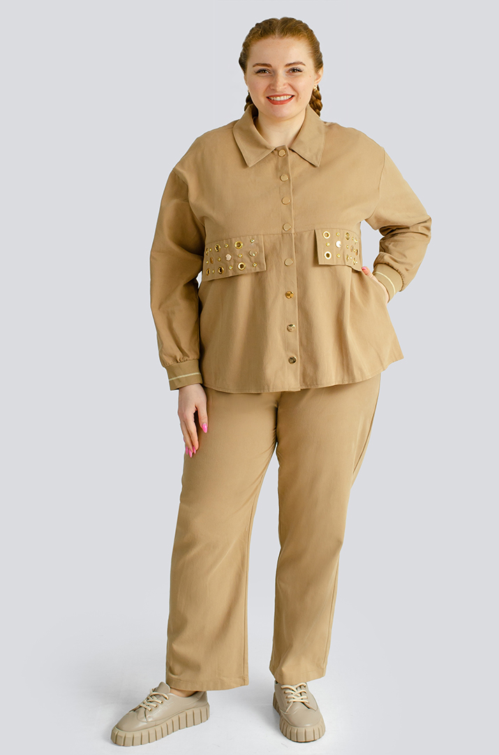 Джинсовый костюм-тройка больших размеров