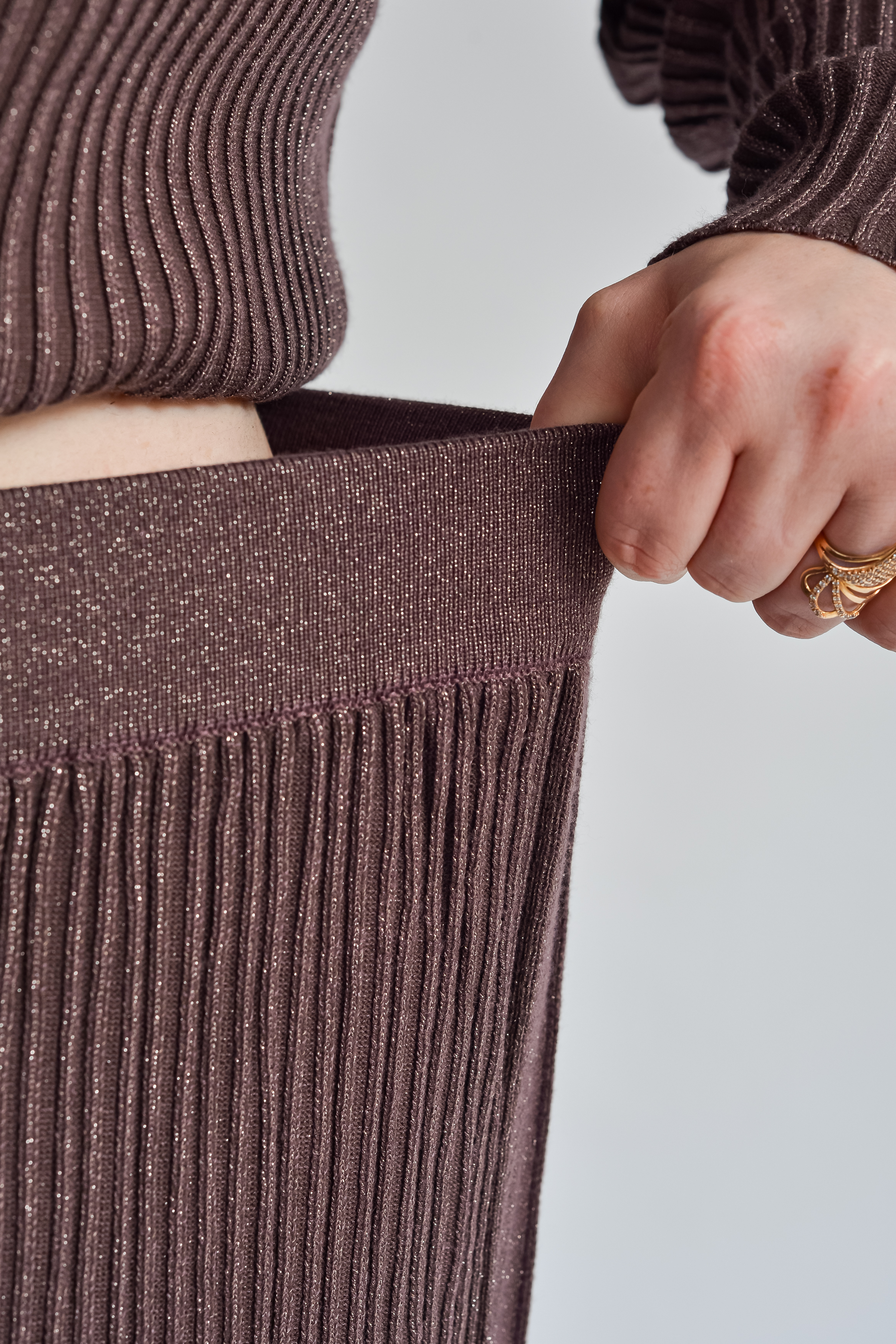 Костюм прогулянковий з трикотажу рубчик з люрексовим блиском великих розмірів