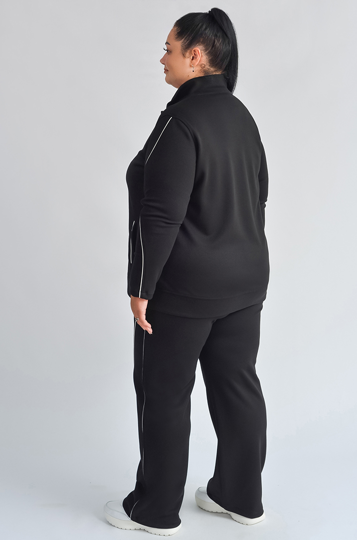 Чорний прогулянковий костюм із білими смугами великих розмірів