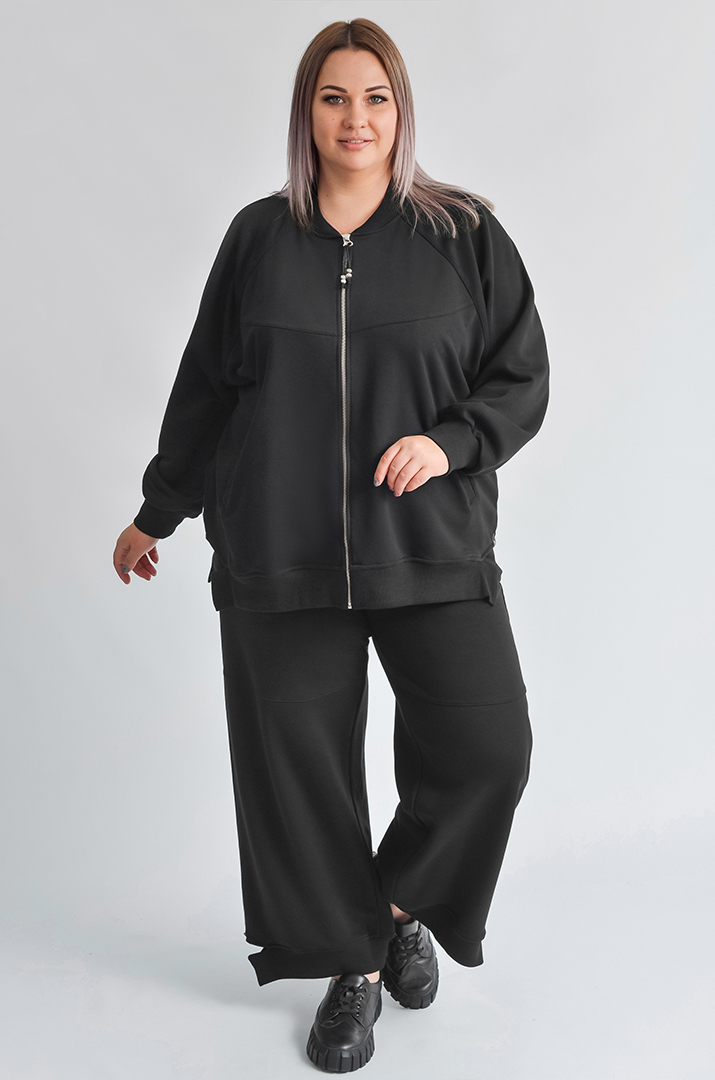 Прогулянковий костюм на блискавці з оригінальними резинками великих розмірів
