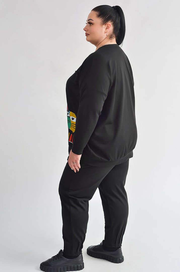 Прогулянковий костюм з кишенею на блискавці та яскравим принтом великих розмірів