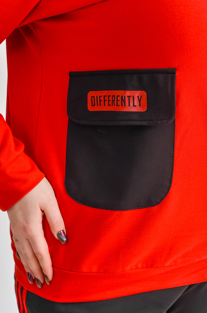 Прогулянковий костюм на блискавці з контрастними лампасами великих розмірів