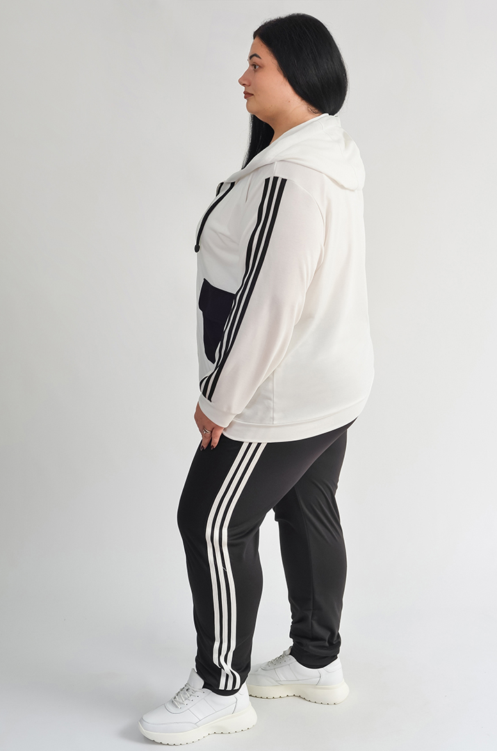 Прогулянковий костюм на блискавці з контрастними лампасами великих розмірів