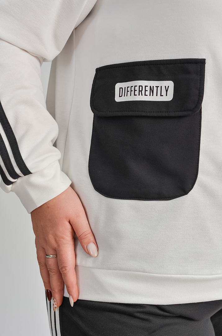 Прогулянковий костюм на блискавці з контрастними лампасами великих розмірів