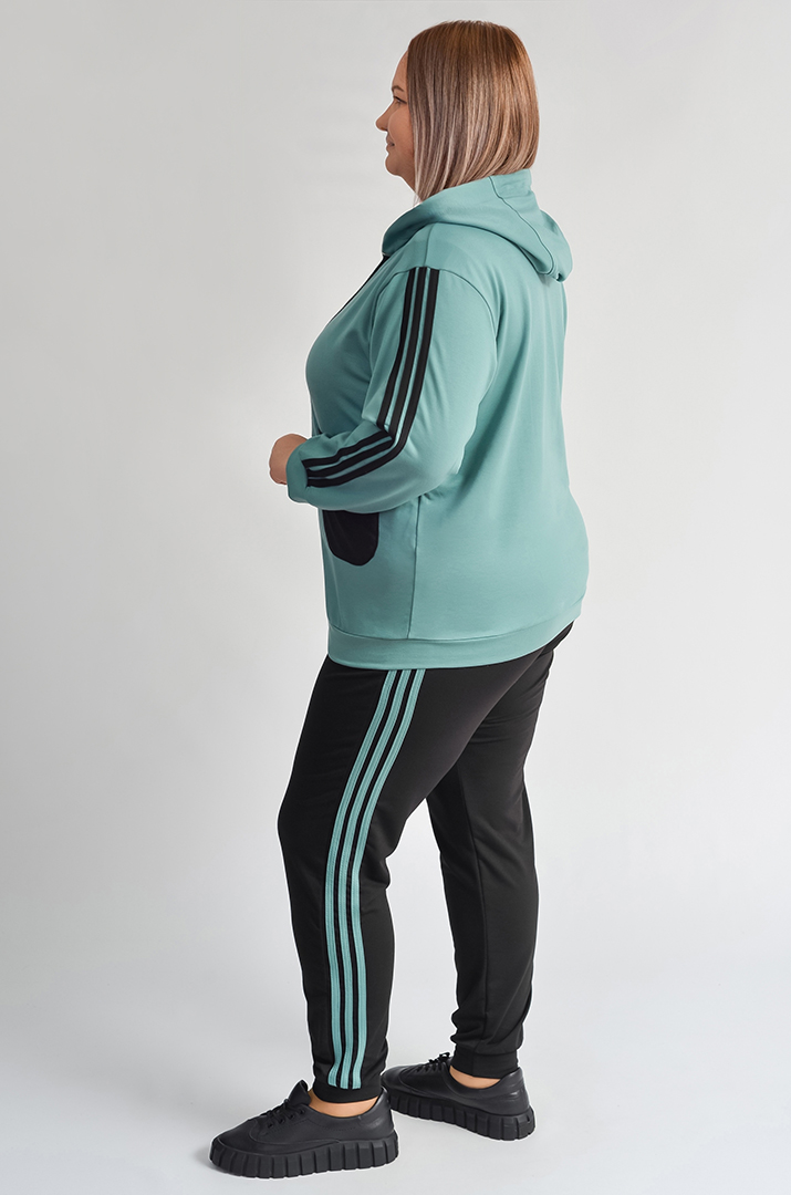 Прогулянковий костюм на блискавці з контрастними лампасами великих розмірів