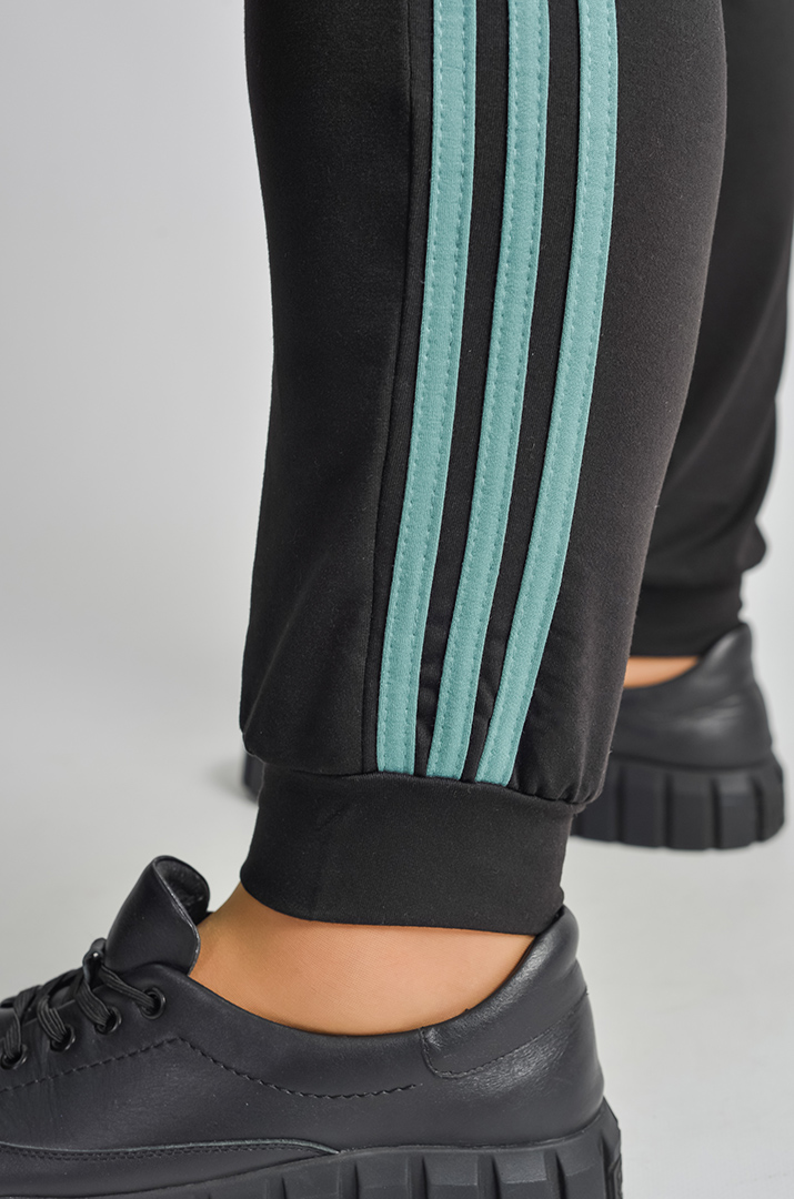 Прогулянковий костюм на блискавці з контрастними лампасами великих розмірів