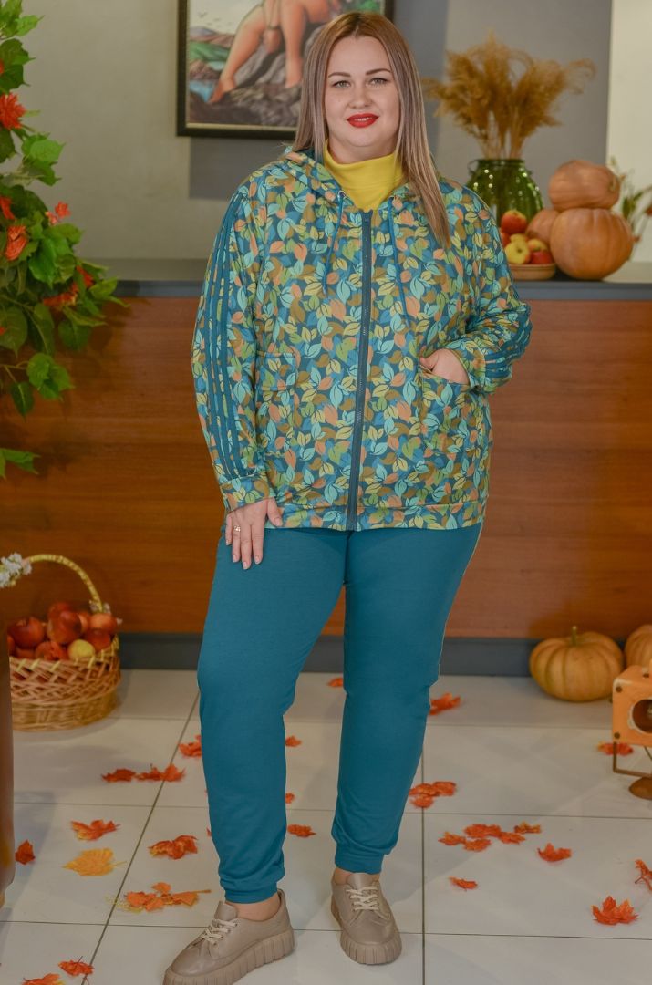 Прогулянковий костюм з художнім принтом листочків великих розмірів
