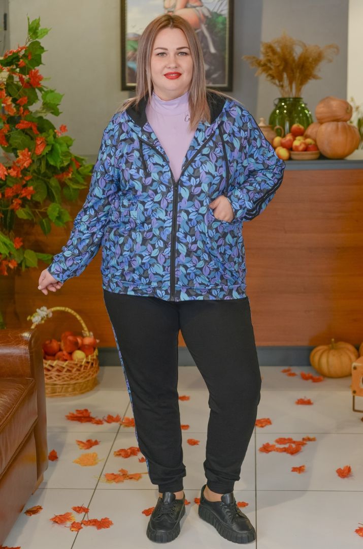 Прогулянковий костюм з художнім принтом листочків великих розмірів