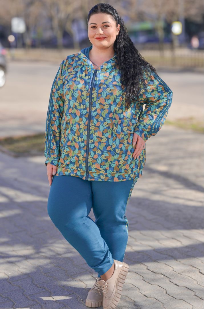 Прогулянковий костюм з художнім принтом листочків великих розмірів