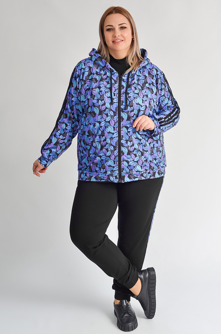 Прогулянковий костюм з художнім принтом листочків великих розмірів