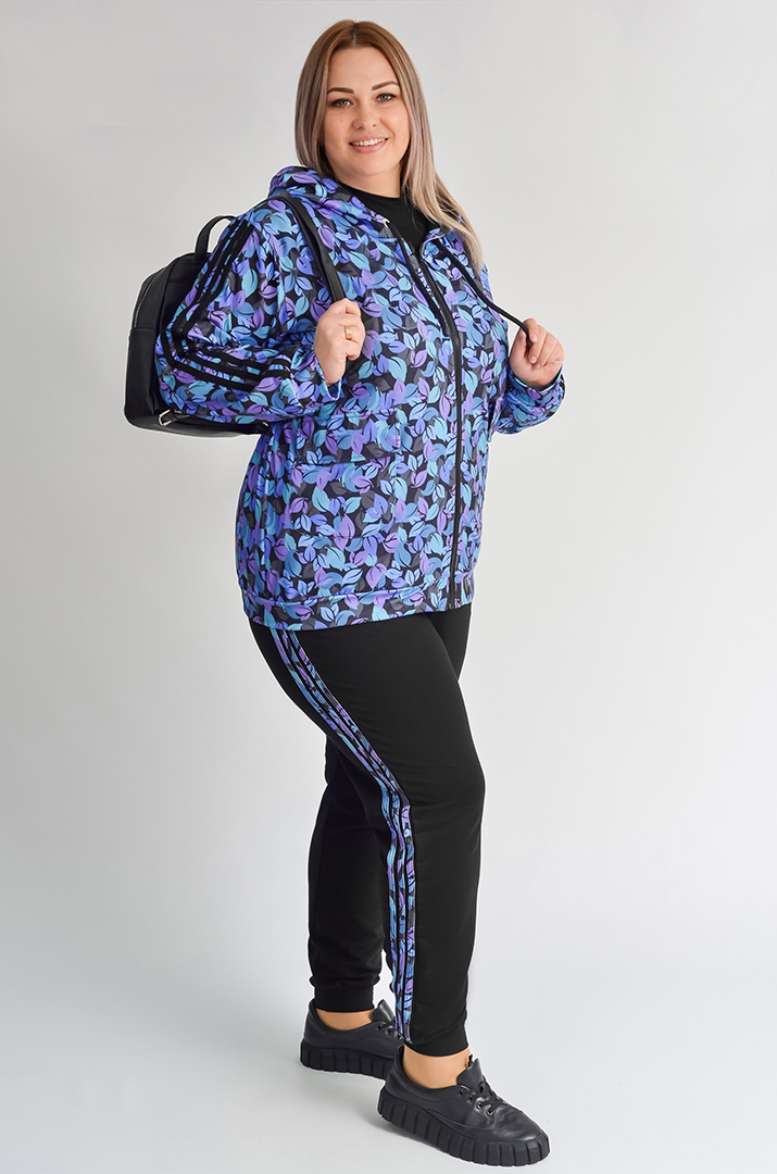 Прогулянковий костюм з художнім принтом листочків великих розмірів