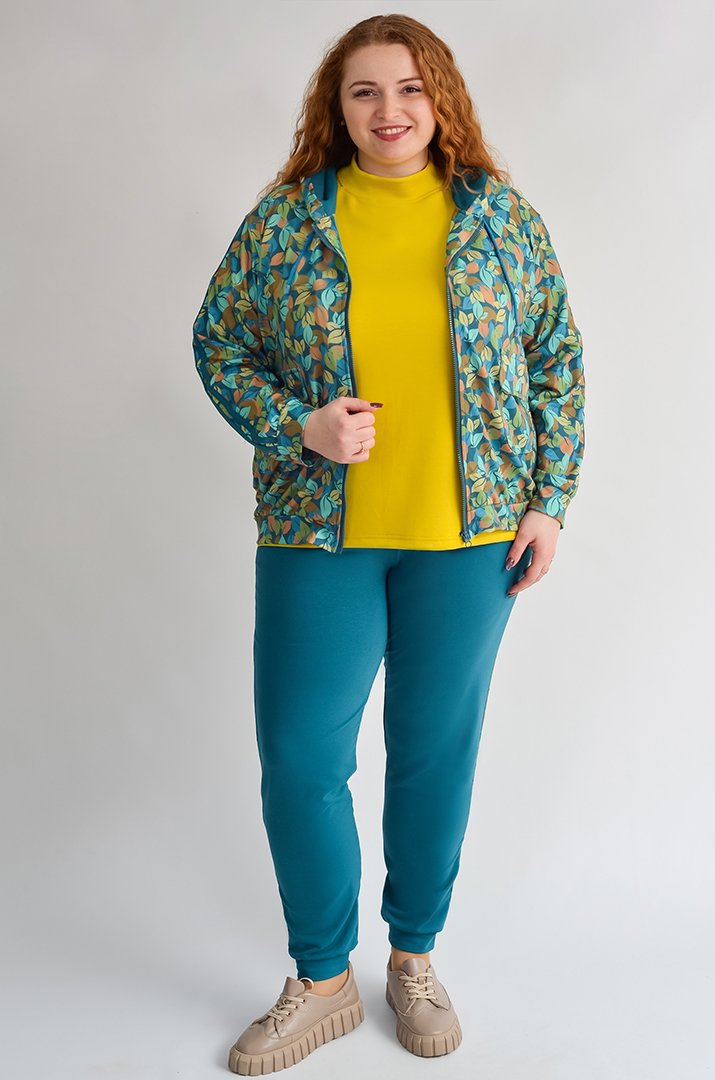 Прогулянковий костюм з художнім принтом листочків великих розмірів