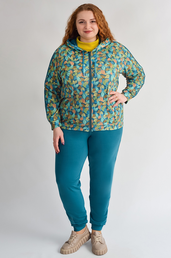 Прогулянковий костюм з художнім принтом листочків великих розмірів