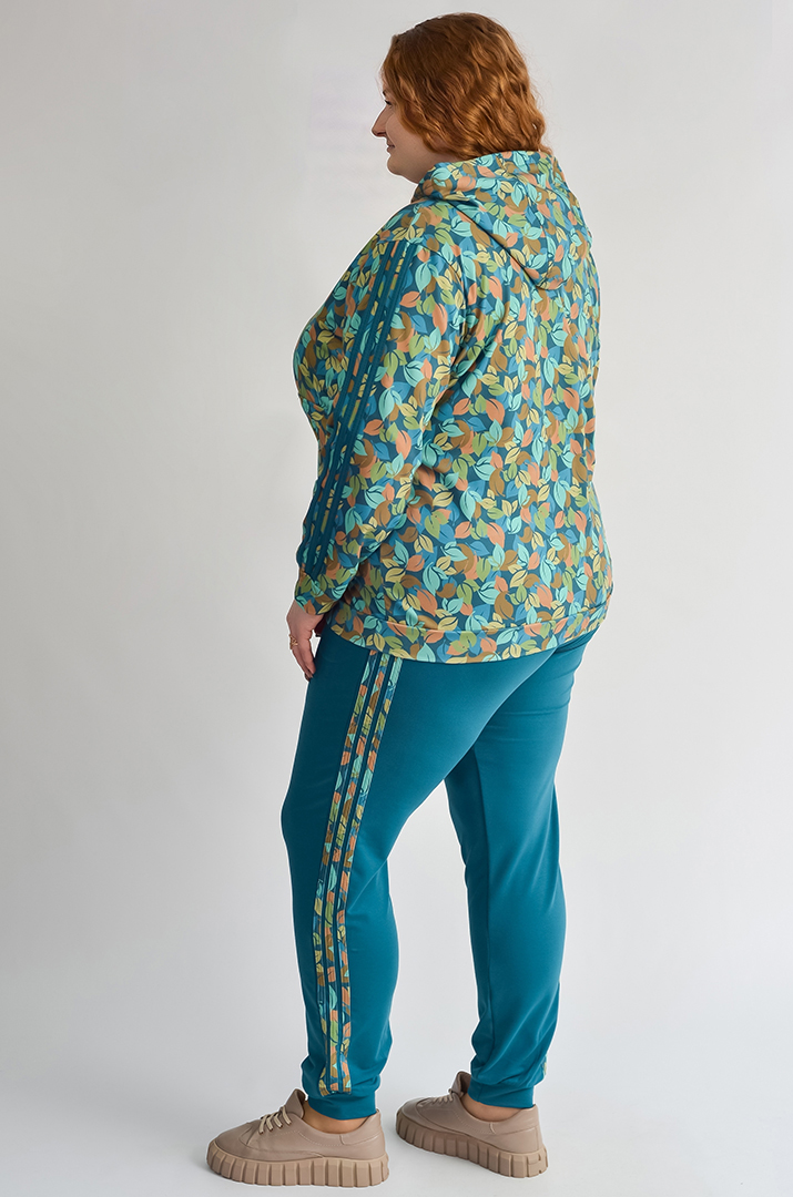 Прогулянковий костюм з художнім принтом листочків великих розмірів