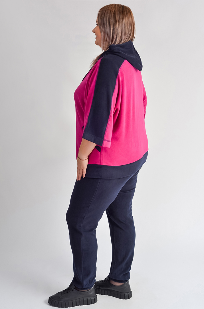 Прогулянковий костюм з яскравою кофтою на блискавці великих розмірів