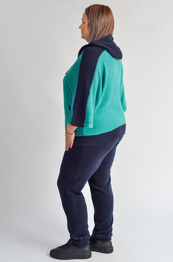 Прогулянковий костюм з яскравою кофтою на блискавці великих розмірів