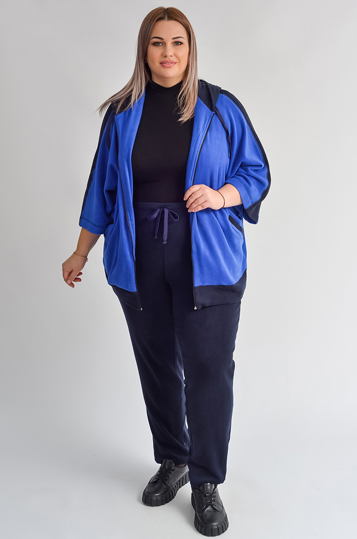 Прогулянковий костюм з яскравою кофтою на блискавці великих розмірів