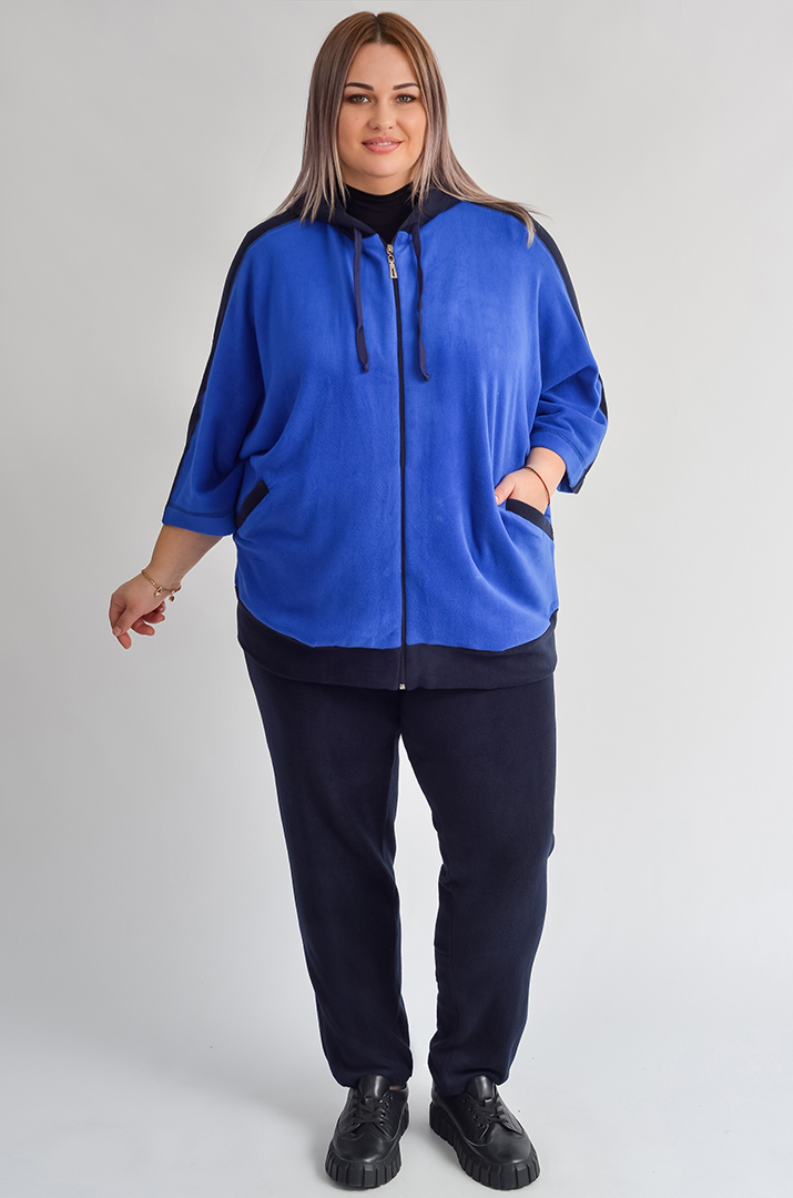 Прогулянковий костюм з яскравою кофтою на блискавці великих розмірів