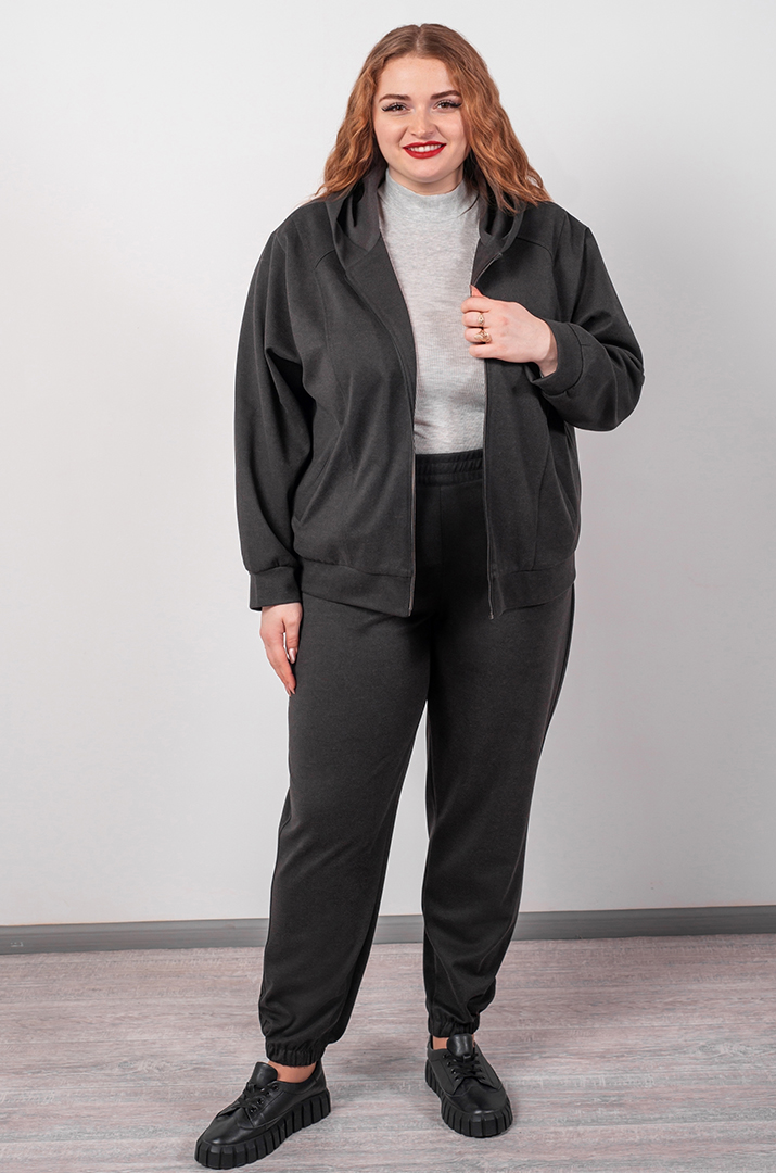 Костюм прогулянковий на блискавці із кашеміру великих розмірів