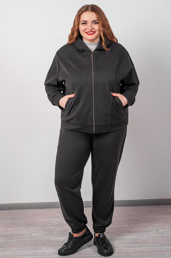 Костюм прогулянковий на блискавці із кашеміру великих розмірів