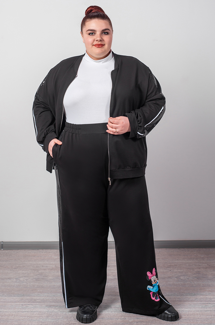 Прогулянковий костюм на блискавці з тематичним принтом великих розмірів