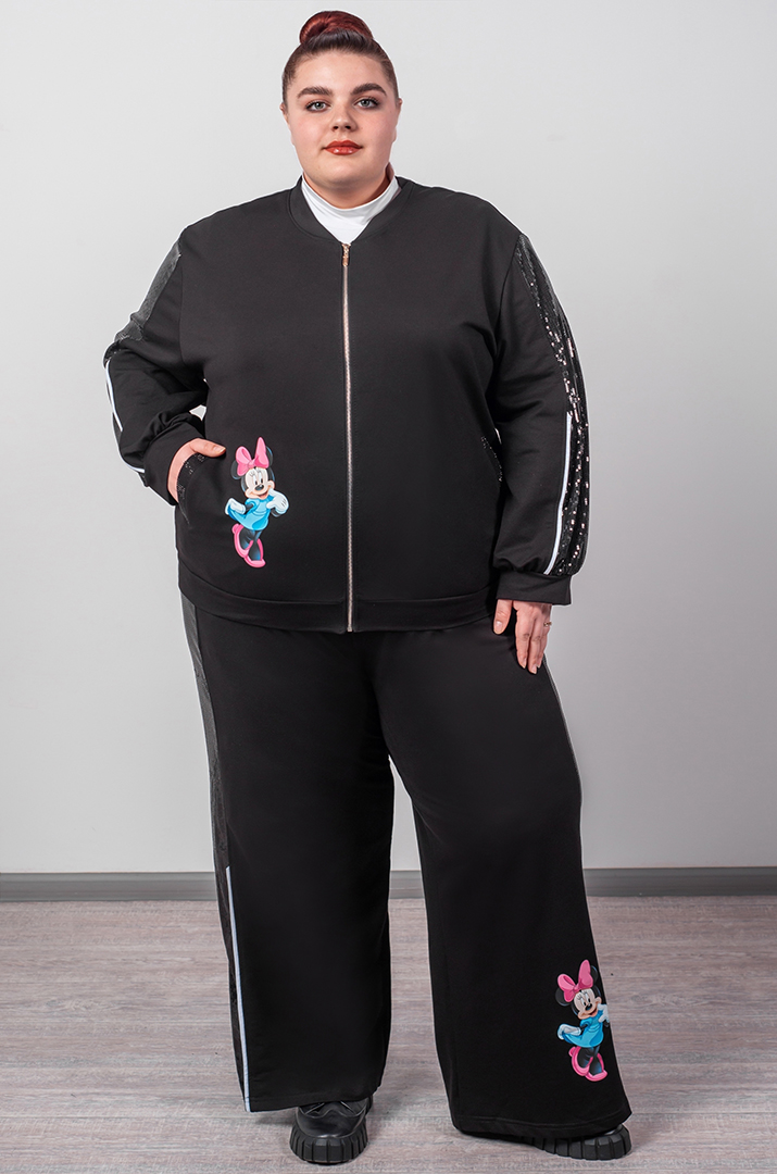 Прогулянковий костюм на блискавці з тематичним принтом великих розмірів