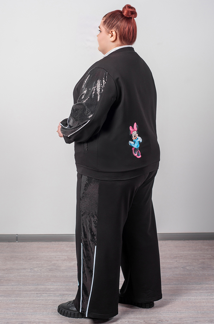 Прогулянковий костюм на блискавці з тематичним принтом великих розмірів