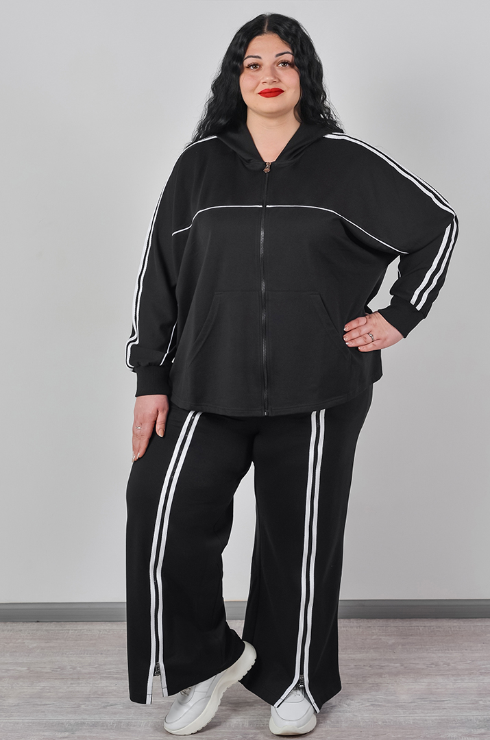 Прогулянковий костюм на блискавці з контрастними елементами великих розмірів