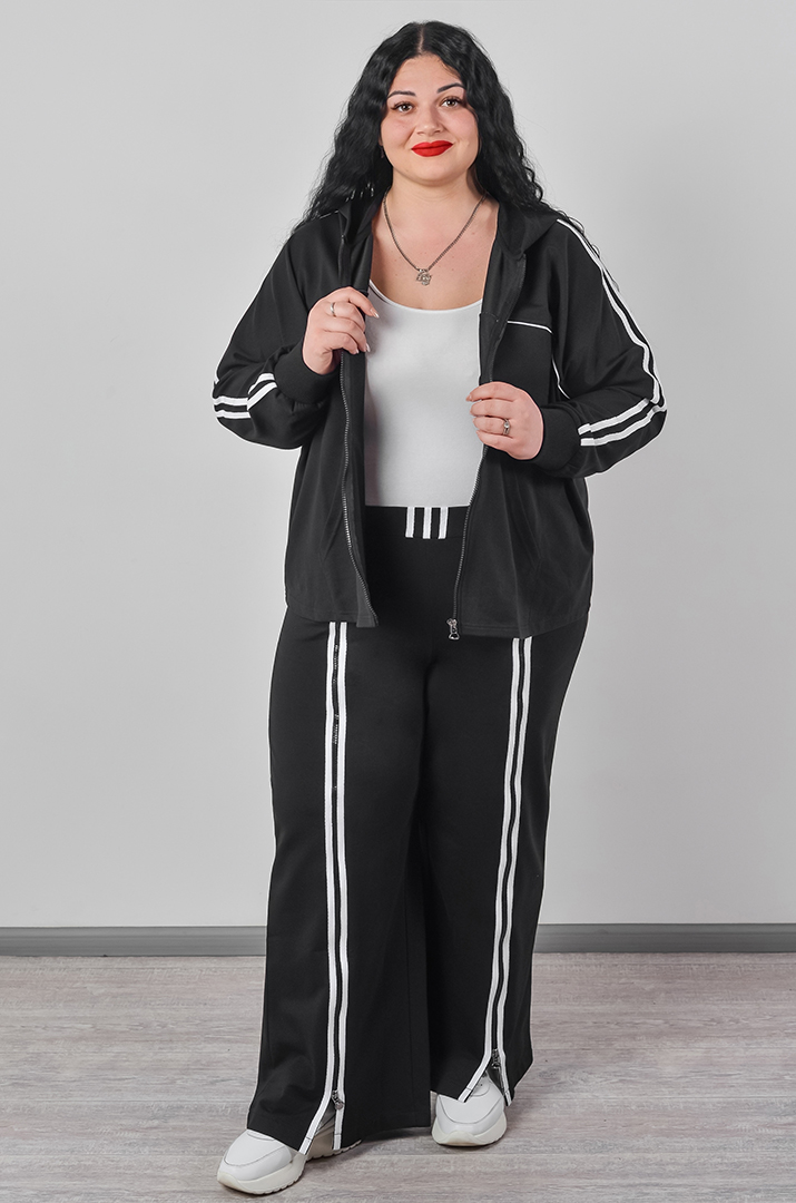 Прогулянковий костюм на блискавці з контрастними елементами великих розмірів