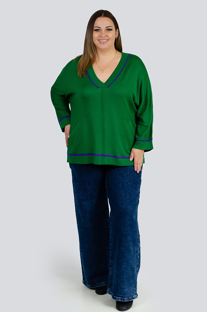 Пуловер в'язаний з кишенями великих розмірів