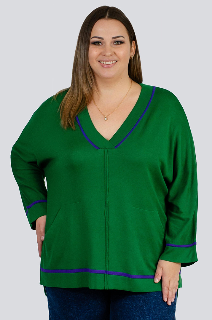 Пуловер в'язаний з кишенями великих розмірів