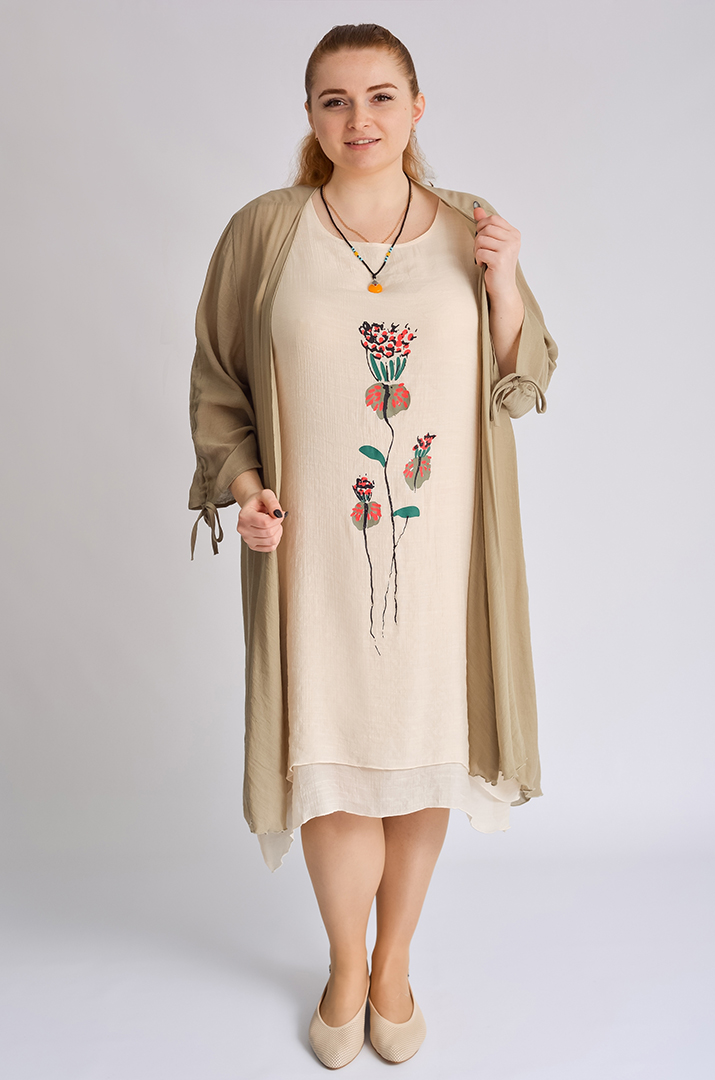 Сарафан-сукня з кардиганом та прикрасою великих розмірів