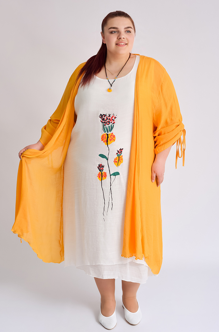 Сарафан-сукня з кардиганом та прикрасою великих розмірів