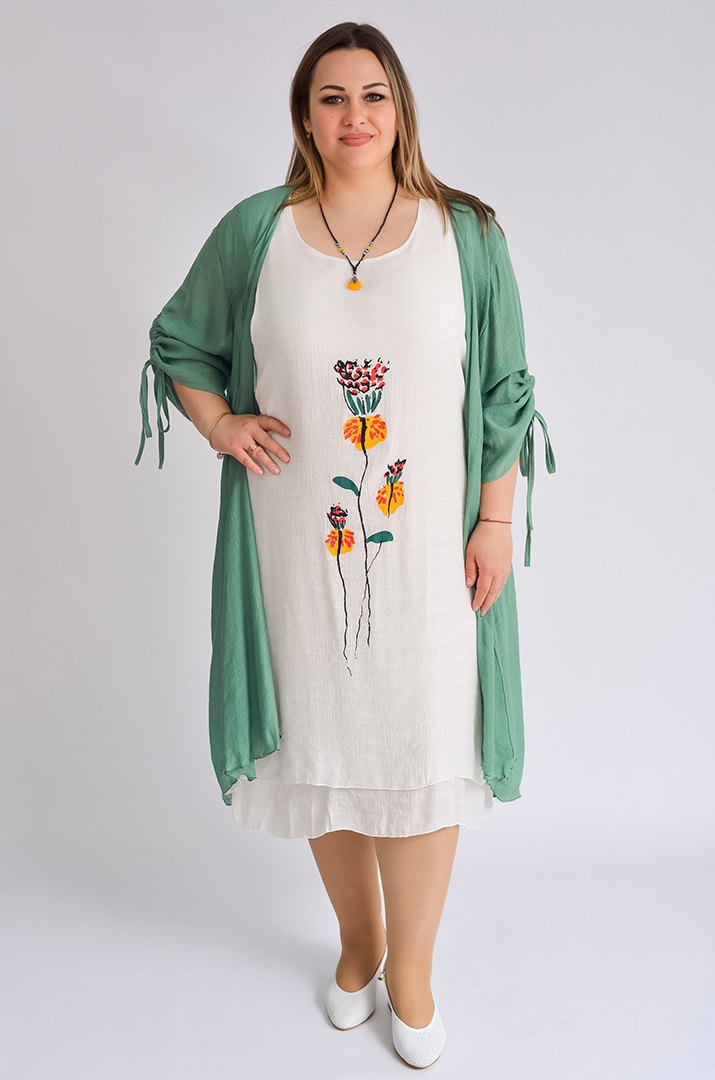 Сарафан-сукня з кардиганом та прикрасою великих розмірів