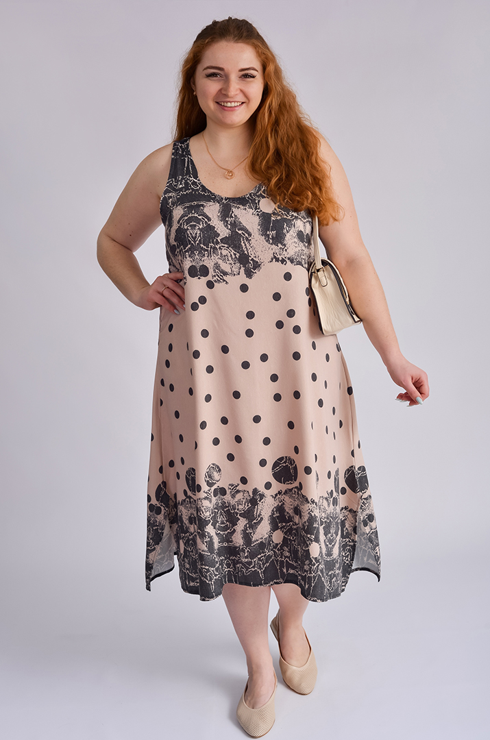 Сарафан-платье миди в горошек больших размеров