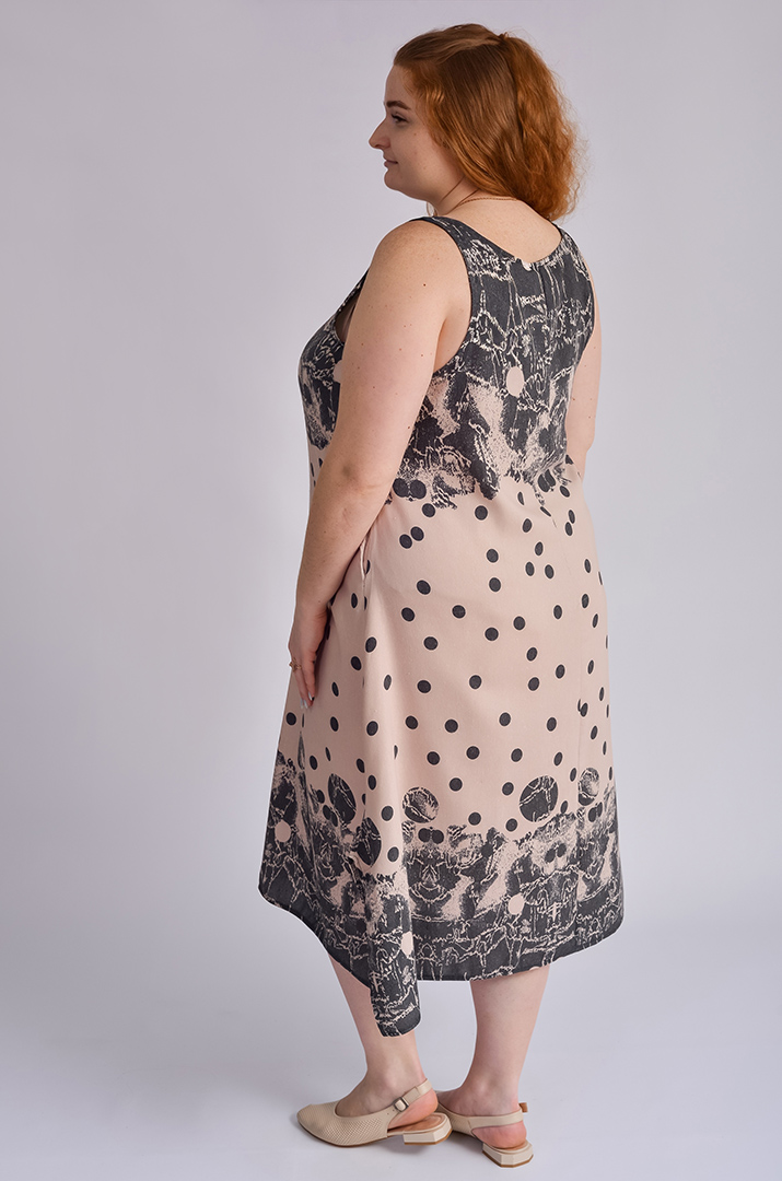 Сарафан-платье миди в горошек больших размеров