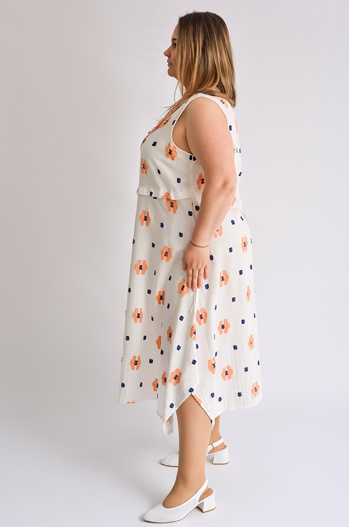 Сарафан-платье миди с декоративным украшением больших размеров