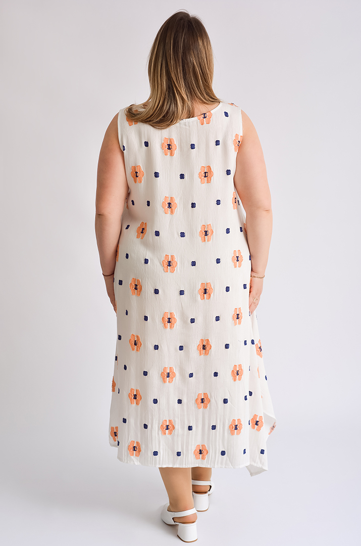 Сарафан-платье миди с декоративным украшением больших размеров