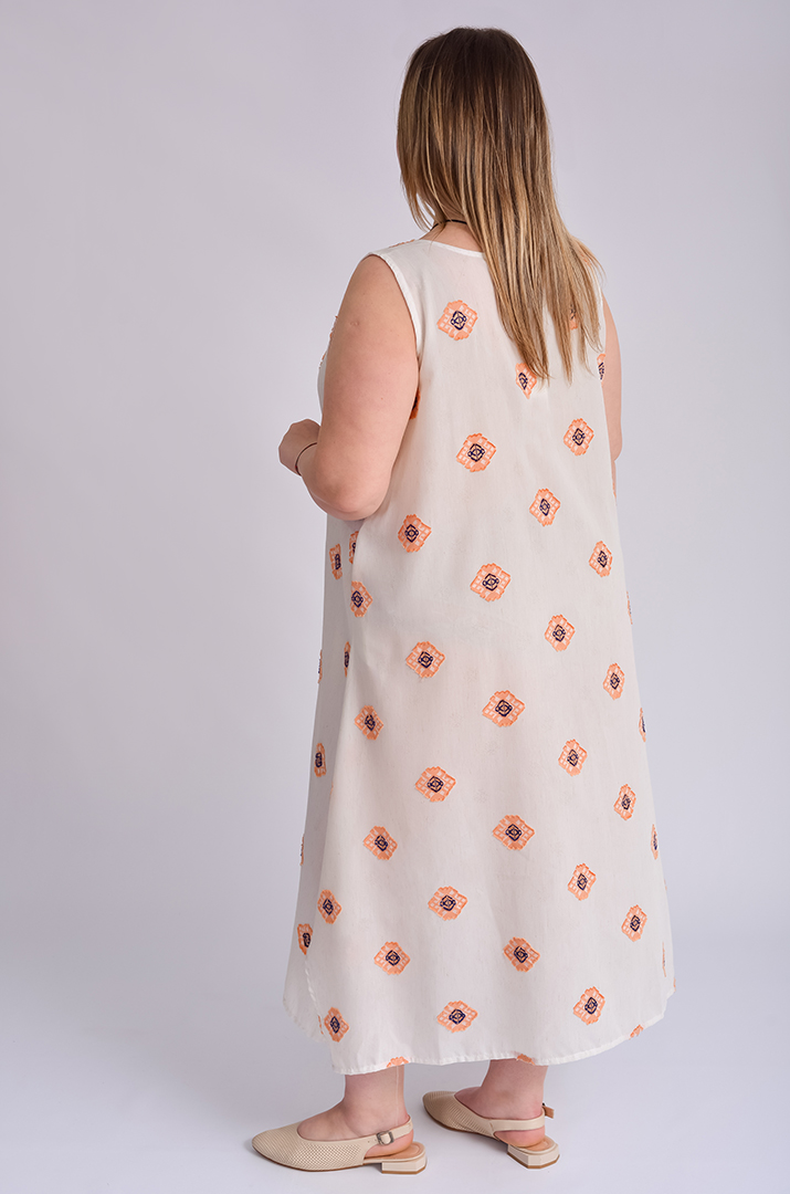 Сарафан-платье миди трапеция с украшением больших размеров