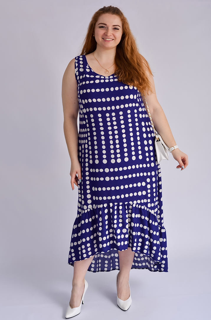 Сарафан-платье миди в горох больших размеров