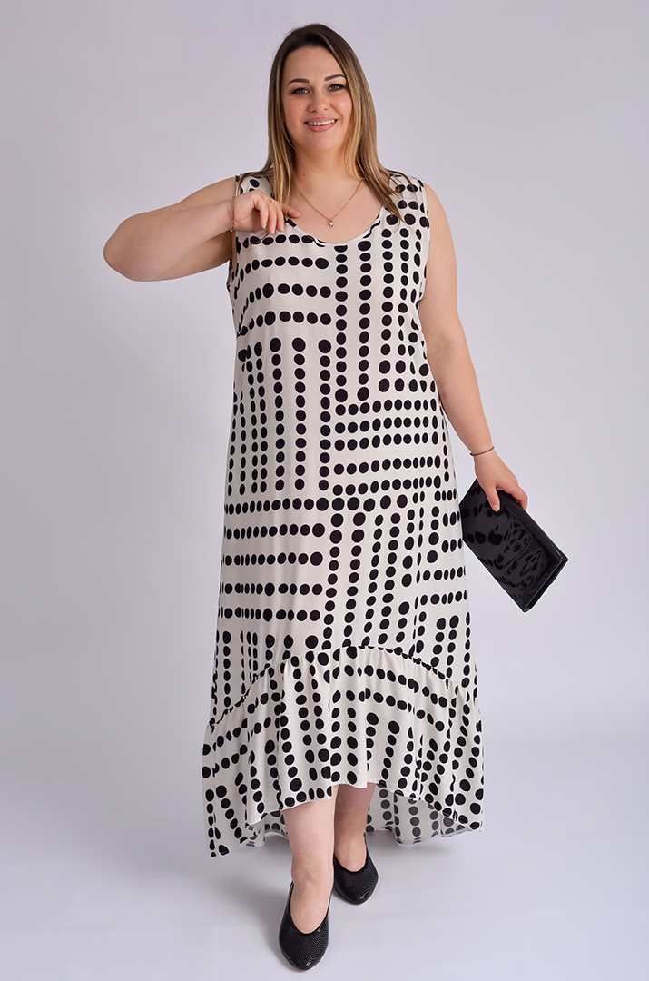 Сарафан-платье миди в горох больших размеров