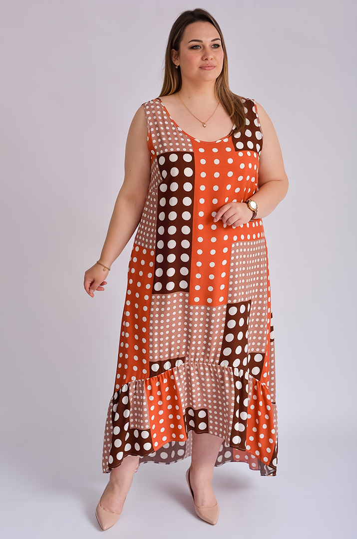 Сарафан-платье миди в горох больших размеров