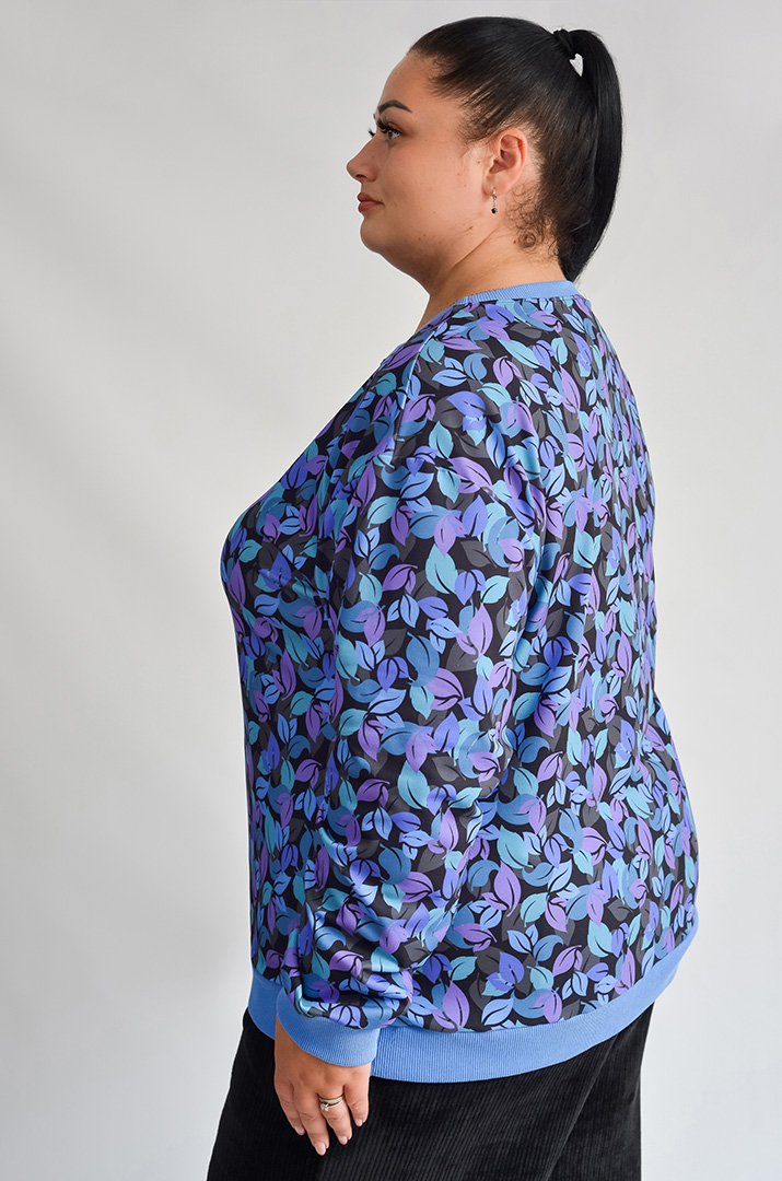 Світшот з художнім принтом осіннього листя великих розмірів