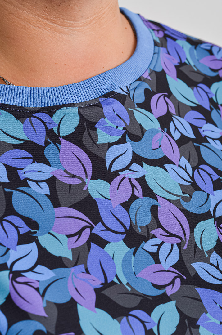 Світшот з художнім принтом осіннього листя великих розмірів